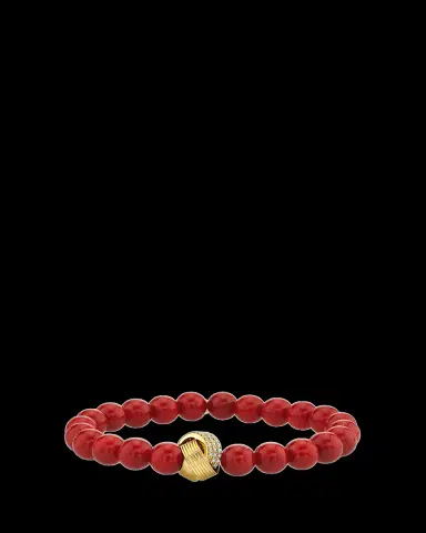 Sydney Evan 14K Diamond Tri-Linked Rondelle on Red Jade Stretch Bracelet | Thumbnail 2 Sydney Evan 14K Diamond Tri-Linked Rondelle on Red Jade Stretch Bracelet | Thumbnail 2