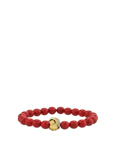 Sydney Evan 14K Diamond Tri-Linked Rondelle on Red Jade Stretch Bracelet | Thumbnail 1 Sydney Evan 14K Diamond Tri-Linked Rondelle on Red Jade Stretch Bracelet | Thumbnail 1