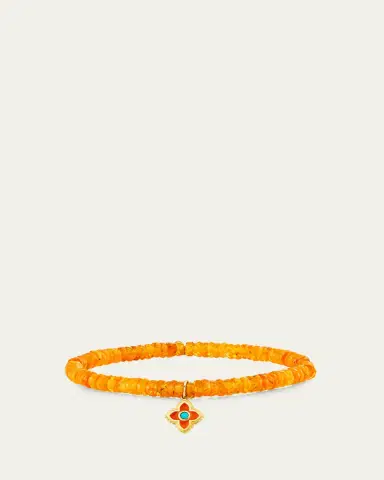 Sydney Evan 14K Orange Moroccan Flower on Spessartite Stretch Bracelet | Thumbnail 2 Sydney Evan 14K Orange Moroccan Flower on Spessartite Stretch Bracelet | Thumbnail 2
