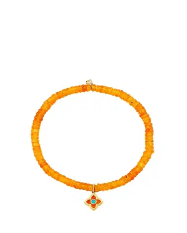 Sydney Evan 14K Orange Moroccan Flower on Spessartite Stretch Bracelet | Thumbnail 1 Sydney Evan 14K Orange Moroccan Flower on Spessartite Stretch Bracelet | Thumbnail 1