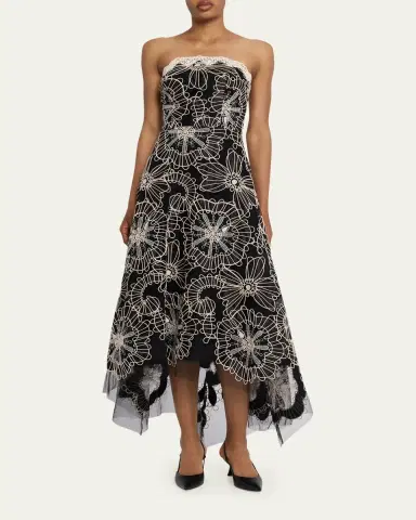 Rickie Freeman for Teri Jon Strapless Floral-Embroidered Tulle Maxi Dress | Thumbnail 2 Rickie Freeman for Teri Jon Strapless Floral-Embroidered Tulle Maxi Dress | Thumbnail 2