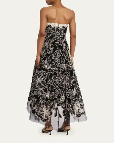Rickie Freeman for Teri Jon Strapless Floral-Embroidered Tulle Maxi Dress | Thumbnail 3 Rickie Freeman for Teri Jon Strapless Floral-Embroidered Tulle Maxi Dress | Thumbnail 3