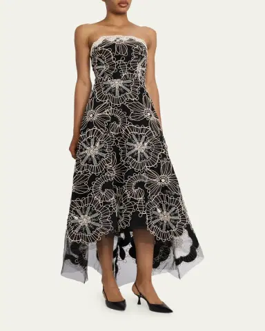Rickie Freeman for Teri Jon Strapless Floral-Embroidered Tulle Maxi Dress | Thumbnail 4 Rickie Freeman for Teri Jon Strapless Floral-Embroidered Tulle Maxi Dress | Thumbnail 4
