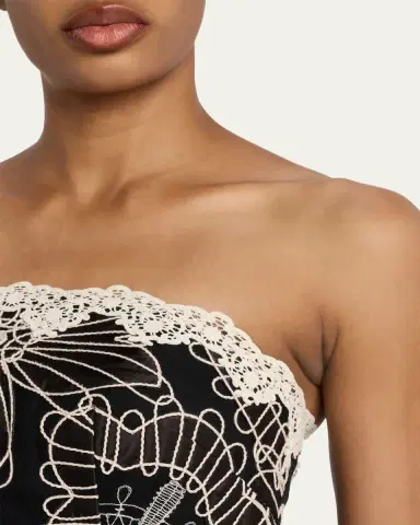 Rickie Freeman for Teri Jon Strapless Floral-Embroidered Tulle Maxi Dress | Thumbnail 5 Rickie Freeman for Teri Jon Strapless Floral-Embroidered Tulle Maxi Dress | Thumbnail 5