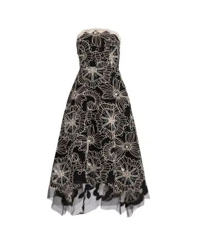 Rickie Freeman for Teri Jon Strapless Floral-Embroidered Tulle Maxi Dress | Thumbnail 1 Rickie Freeman for Teri Jon Strapless Floral-Embroidered Tulle Maxi Dress | Thumbnail 1