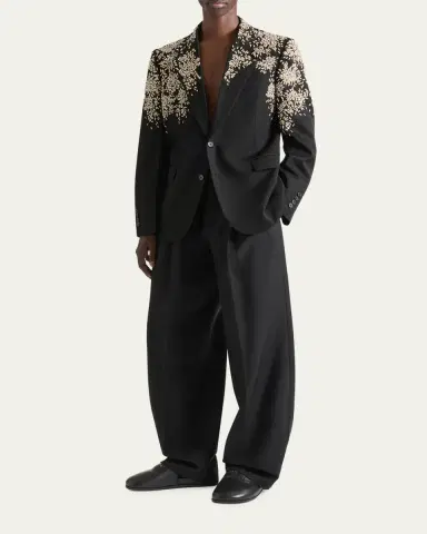 Givenchy Men's Double Pleated Wide-Leg Trousers | Thumbnail 2 Givenchy Men's Double Pleated Wide-Leg Trousers | Thumbnail 2
