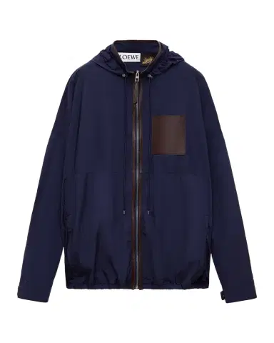 Loewe x Paula's Ibiza Men's Hooded Leather-Trim Anorak Jacket | Thumbnail 1 Loewe x Paula's Ibiza Men's Hooded Leather-Trim Anorak Jacket | Thumbnail 1