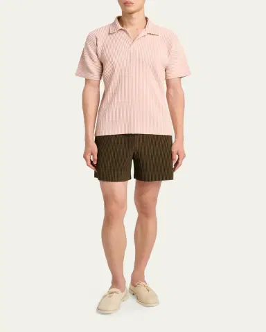 Homme Plissé Issey Miyake Men's Pleated Johnny-Collar Polo Shirt | Thumbnail 2 Homme Plissé Issey Miyake Men's Pleated Johnny-Collar Polo Shirt | Thumbnail 2
