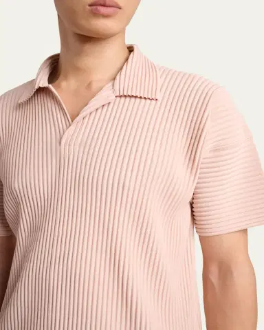 Homme Plissé Issey Miyake Men's Pleated Johnny-Collar Polo Shirt | Thumbnail 5 Homme Plissé Issey Miyake Men's Pleated Johnny-Collar Polo Shirt | Thumbnail 5