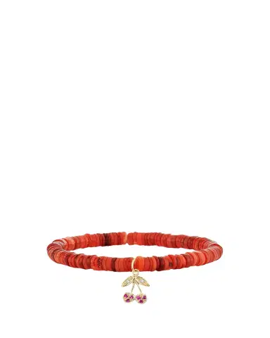 Sydney Evan 14K Diamond and Ruby Cherry on Red Opal Stretch Bracelet | Thumbnail 1 Sydney Evan 14K Diamond and Ruby Cherry on Red Opal Stretch Bracelet | Thumbnail 1