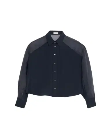 Brunello Cucinelli Chiffon Raglan Sleeve Button-Down Shirt | Thumbnail 1 Brunello Cucinelli Chiffon Raglan Sleeve Button-Down Shirt | Thumbnail 1