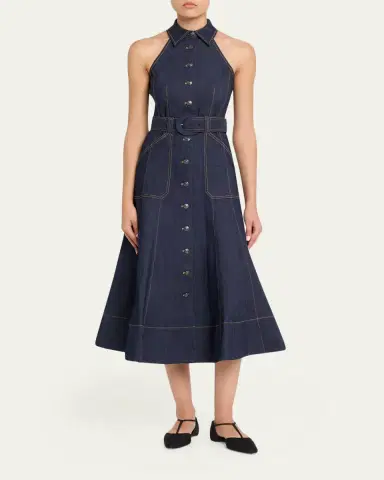 Cinq à Sept Adina Belted Denim Midi Dress | Thumbnail 2 Cinq à Sept Adina Belted Denim Midi Dress | Thumbnail 2