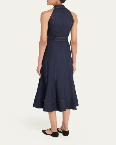 Cinq à Sept Adina Belted Denim Midi Dress | Thumbnail 3 Cinq à Sept Adina Belted Denim Midi Dress | Thumbnail 3