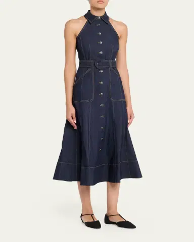 Cinq à Sept Adina Belted Denim Midi Dress | Thumbnail 4 Cinq à Sept Adina Belted Denim Midi Dress | Thumbnail 4
