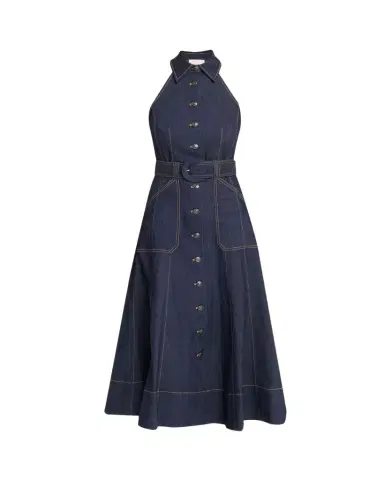 Cinq à Sept Adina Belted Denim Midi Dress | Thumbnail 1 Cinq à Sept Adina Belted Denim Midi Dress | Thumbnail 1