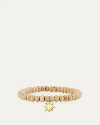 Sydney Evan 14K Diamond Happy Sun on Jasper Stretch Bracelet | Thumbnail 2 Sydney Evan 14K Diamond Happy Sun on Jasper Stretch Bracelet | Thumbnail 2