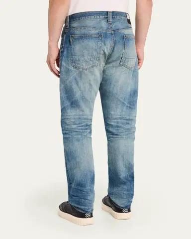 Master Craft Union Men's Waistband-Tab Faded Denim Straight-Leg Jeans | Thumbnail 3 Master Craft Union Men's Waistband-Tab Faded Denim Straight-Leg Jeans | Thumbnail 3