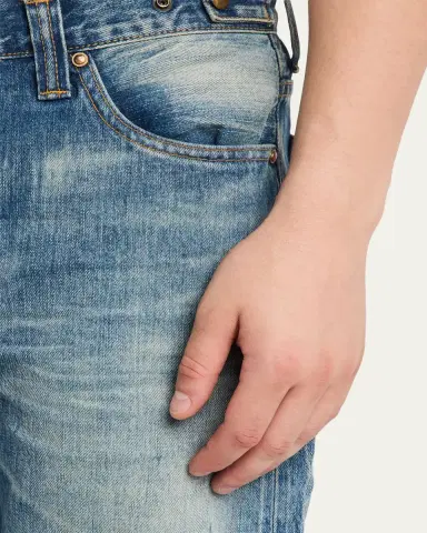 Master Craft Union Men's Waistband-Tab Faded Denim Straight-Leg Jeans | Thumbnail 5 Master Craft Union Men's Waistband-Tab Faded Denim Straight-Leg Jeans | Thumbnail 5