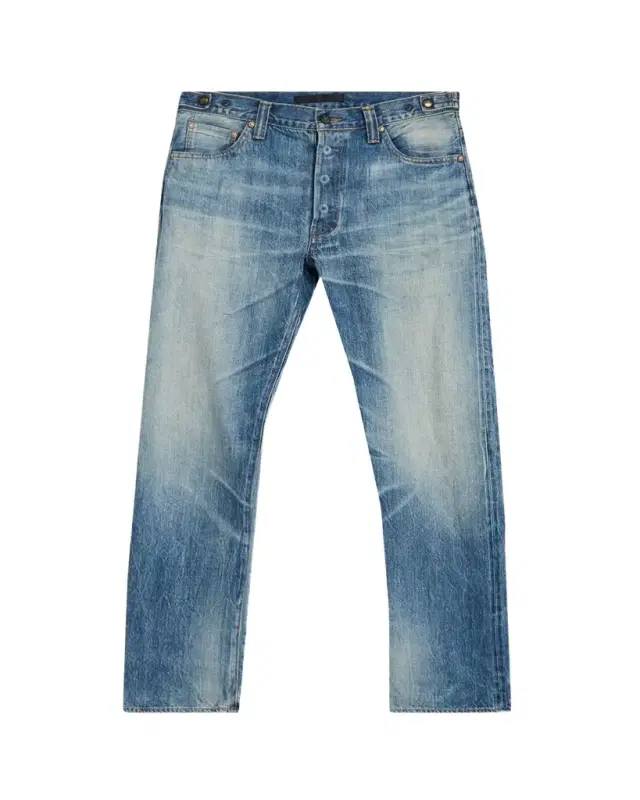 Men's Waistband-Tab Faded Denim Straight-Leg Jeans Men's Waistband-Tab Faded Denim Straight-Leg Jeans