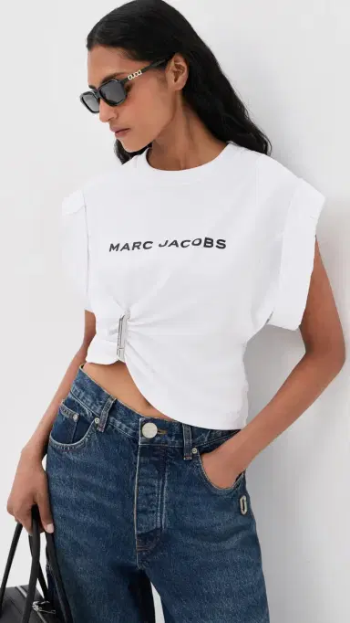 Marc Jacobs Pop J Marc Logo Drape Seam Tee White | Thumbnail 2 Marc Jacobs Pop J Marc Logo Drape Seam Tee White | Thumbnail 2