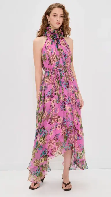 SALONI Iris Silk Ruffle Dress Fiori Peony | Thumbnail 2 SALONI Iris Silk Ruffle Dress Fiori Peony | Thumbnail 2