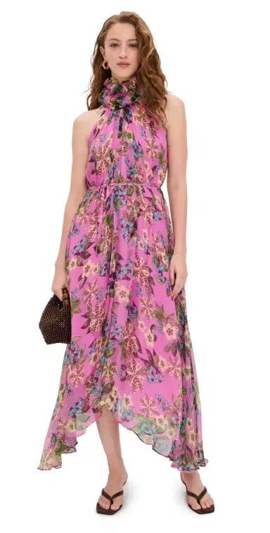 SALONI Iris Silk Ruffle Dress Fiori Peony | Thumbnail 1 SALONI Iris Silk Ruffle Dress Fiori Peony | Thumbnail 1