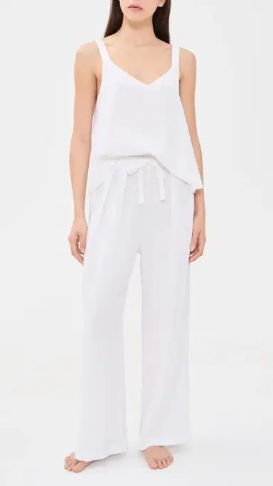 Eberjey inen Blend V Neck Cami White | Thumbnail 5 Eberjey inen Blend V Neck Cami White | Thumbnail 5