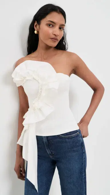 FARM Rio Smocked Strapless Top White | Thumbnail 2 FARM Rio Smocked Strapless Top White | Thumbnail 2