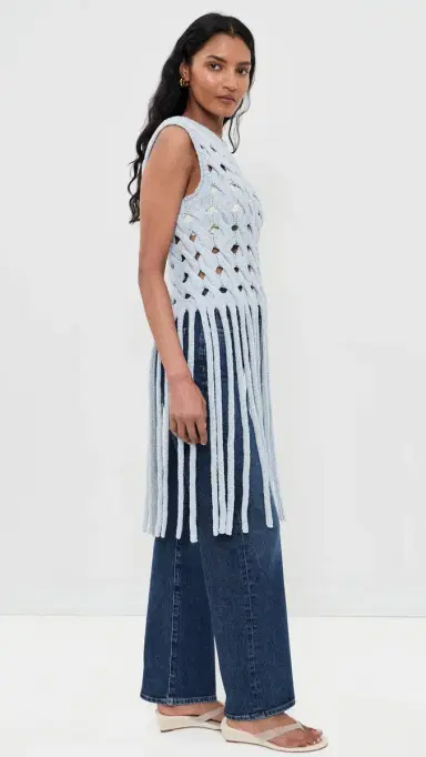 Aknvas Kiki Fringe Top Light Blue | Thumbnail 4 Aknvas Kiki Fringe Top Light Blue | Thumbnail 4