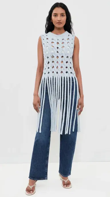 Aknvas Kiki Fringe Top Light Blue | Thumbnail 5 Aknvas Kiki Fringe Top Light Blue | Thumbnail 5