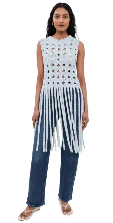 Aknvas Kiki Fringe Top Light Blue | Thumbnail 1 Aknvas Kiki Fringe Top Light Blue | Thumbnail 1