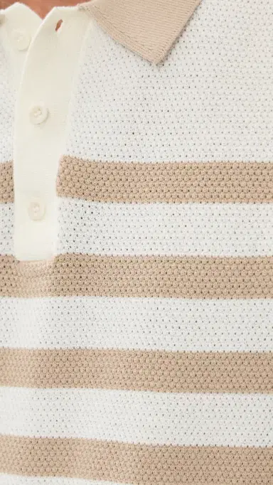 Onia Cotton Textured Knit Polo Egret/Dune M | Thumbnail 6 Onia Cotton Textured Knit Polo Egret/Dune M | Thumbnail 6
