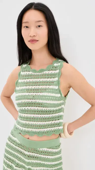 ALICE + OLIVIA Amity Pointelle Tank age/oft White | Thumbnail 2 ALICE + OLIVIA Amity Pointelle Tank age/oft White | Thumbnail 2