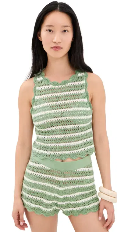 ALICE + OLIVIA Amity Pointelle Tank age/oft White | Thumbnail 1 ALICE + OLIVIA Amity Pointelle Tank age/oft White | Thumbnail 1