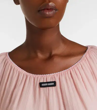 Miu Miu Layered silk chiffon crop top | Thumbnail 2 Miu Miu Layered silk chiffon crop top | Thumbnail 2