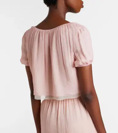 Miu Miu Layered silk chiffon crop top | Thumbnail 6 Miu Miu Layered silk chiffon crop top | Thumbnail 6
