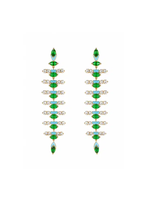 3.62ct Diamond Emerald 18K Gold Dangle Drop Earrings 3.62ct Diamond Emerald 18K Gold Dangle Drop Earrings