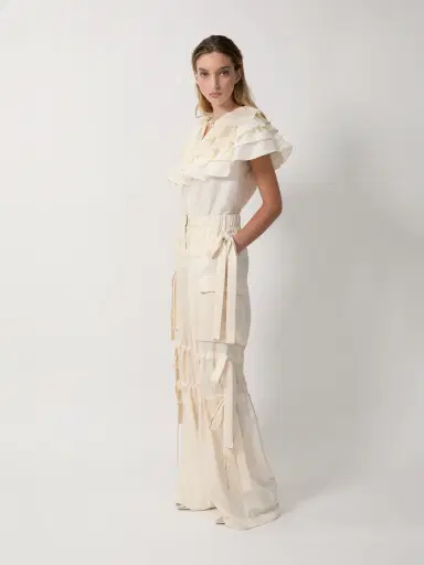 Aknvas The Linda cape top in cream taffeta | Thumbnail 2 Aknvas The Linda cape top in cream taffeta | Thumbnail 2