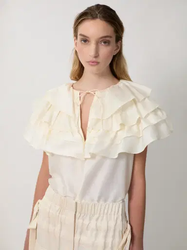Aknvas The Linda cape top in cream taffeta | Thumbnail 5 Aknvas The Linda cape top in cream taffeta | Thumbnail 5