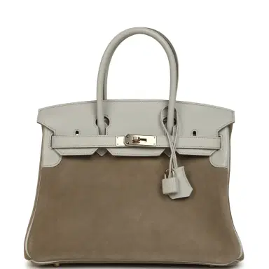 HERMÈS Hermes Birkin 30 Gris Caillou Grizzly and Gris Perle Evercolor Permabrass Hardware | Thumbnail 1 HERMÈS Hermes Birkin 30 Gris Caillou Grizzly and Gris Perle Evercolor Permabrass Hardware | Thumbnail 1