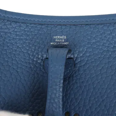 HERMÈS Hermes Evelyne TPM Bleu Tie Clemence Palladium Hardware | Thumbnail 7 HERMÈS Hermes Evelyne TPM Bleu Tie Clemence Palladium Hardware | Thumbnail 7