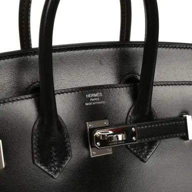 HERMÈS Pre-owned Hermes Birkin Sellier 25 Black Box Palladium Hardware | Thumbnail 7 HERMÈS Pre-owned Hermes Birkin Sellier 25 Black Box Palladium Hardware | Thumbnail 7