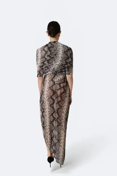 LAPOINTE Printed Mesh Double Shawl Draped Dress | Thumbnail 2 LAPOINTE Printed Mesh Double Shawl Draped Dress | Thumbnail 2