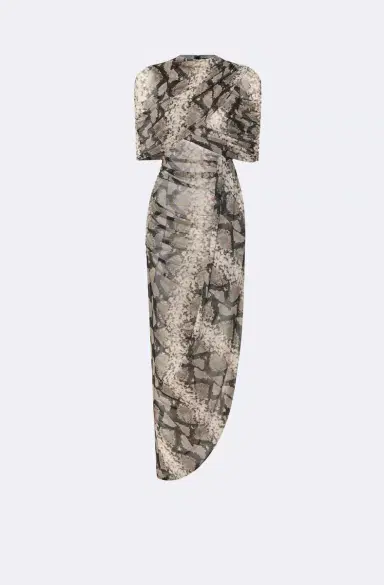 LAPOINTE Printed Mesh Double Shawl Draped Dress | Thumbnail 4 LAPOINTE Printed Mesh Double Shawl Draped Dress | Thumbnail 4