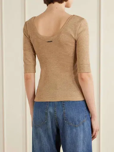 Brunello Cucinelli Metallic Wool-blend Knitted T-shirt | Thumbnail 3 Brunello Cucinelli Metallic Wool-blend Knitted T-shirt | Thumbnail 3