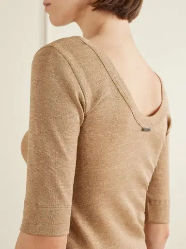 Brunello Cucinelli Metallic Wool-blend Knitted T-shirt | Thumbnail 4 Brunello Cucinelli Metallic Wool-blend Knitted T-shirt | Thumbnail 4