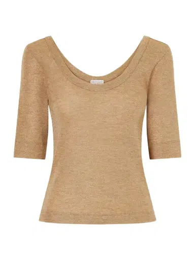 Brunello Cucinelli Metallic Wool-blend Knitted T-shirt | Thumbnail 1 Brunello Cucinelli Metallic Wool-blend Knitted T-shirt | Thumbnail 1