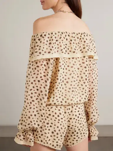 Posse Priscilla Off-the-shoulder Lace-trimmed Cheetah-print Silk-georgette Blouse | Thumbnail 3 Posse Priscilla Off-the-shoulder Lace-trimmed Cheetah-print Silk-georgette Blouse | Thumbnail 3