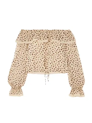 Posse Priscilla Off-the-shoulder Lace-trimmed Cheetah-print Silk-georgette Blouse | Thumbnail 1 Posse Priscilla Off-the-shoulder Lace-trimmed Cheetah-print Silk-georgette Blouse | Thumbnail 1