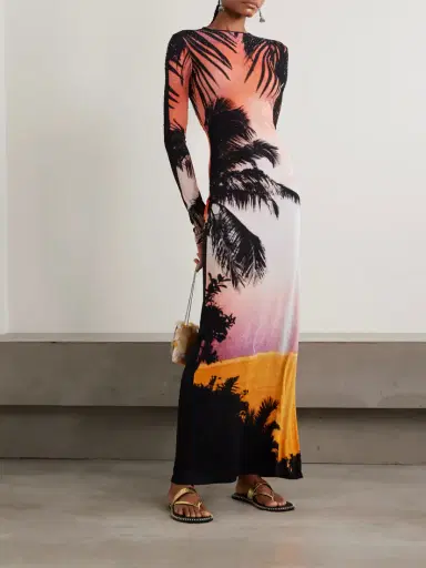 Rabanne Crystal-embellished Printed Stretch-jersey Midi Dress | Thumbnail 2 Rabanne Crystal-embellished Printed Stretch-jersey Midi Dress | Thumbnail 2